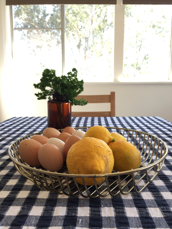 Fresh eggs and lemons
